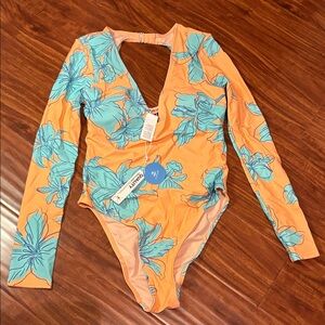 Cupshe Floral Long Sleeve Swimsuit